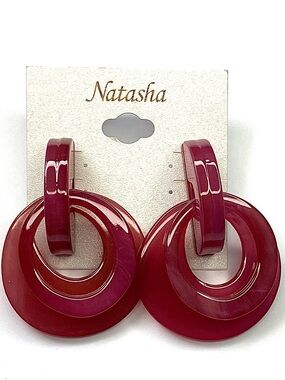 Natasha Couture Glossy Berry Double Hoop Earrings